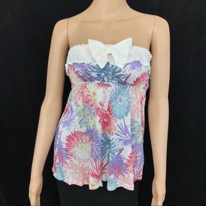 Forever New Floral Print Strapless Top
